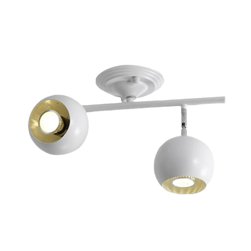 Witte afwerking Globe semi-inbouwlamp moderne 2-lichts metalen plafondgemonteerde lamp Clearhalo