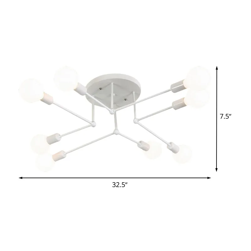 Witte afwerking 6/8 lampen semi-inbouwlicht loftstijl metalen spoetnik-plafondverlichting voor woonkamer Clearhalo