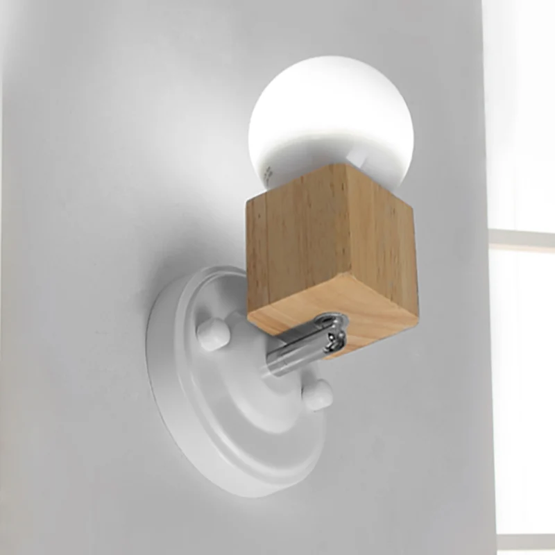 Witte afwerking Plafondgemonteerd licht Retro metaal en hout 1 kops balkon Verstelbaar semi-inbouwlicht Clearhalo
