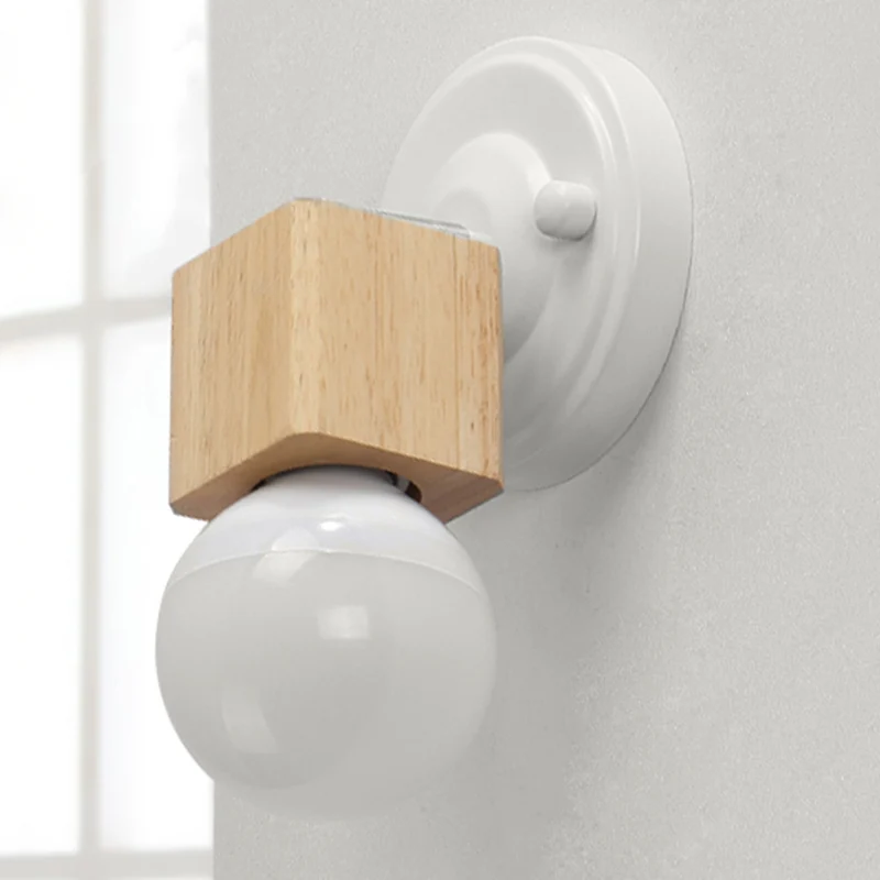 Witte afwerking Plafondgemonteerd licht Retro metaal en hout 1 kops balkon Verstelbaar semi-inbouwlicht Clearhalo