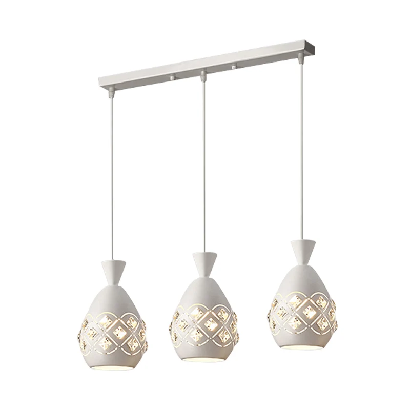 Witte afwerking Wijnblik Hanglamp Modernisme 3 lampen IJzeren multi-plafondlamp met kristallen accent Clearhalo