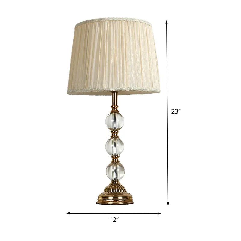 Witte bal bureaulamp modern 1-lamps helder kristallen tafellamp met trommelstof kap Clearhalo