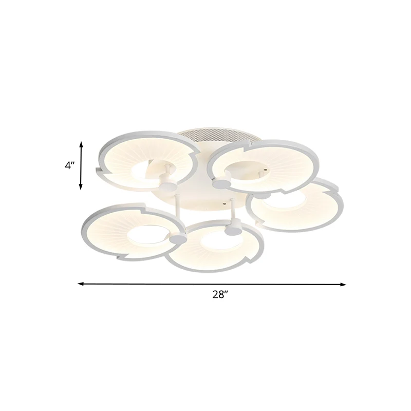 Witte bloemen semi-inbouwverlichting Moderne LED acryl inbouw plafondarmatuur wit/warm licht Clearhalo