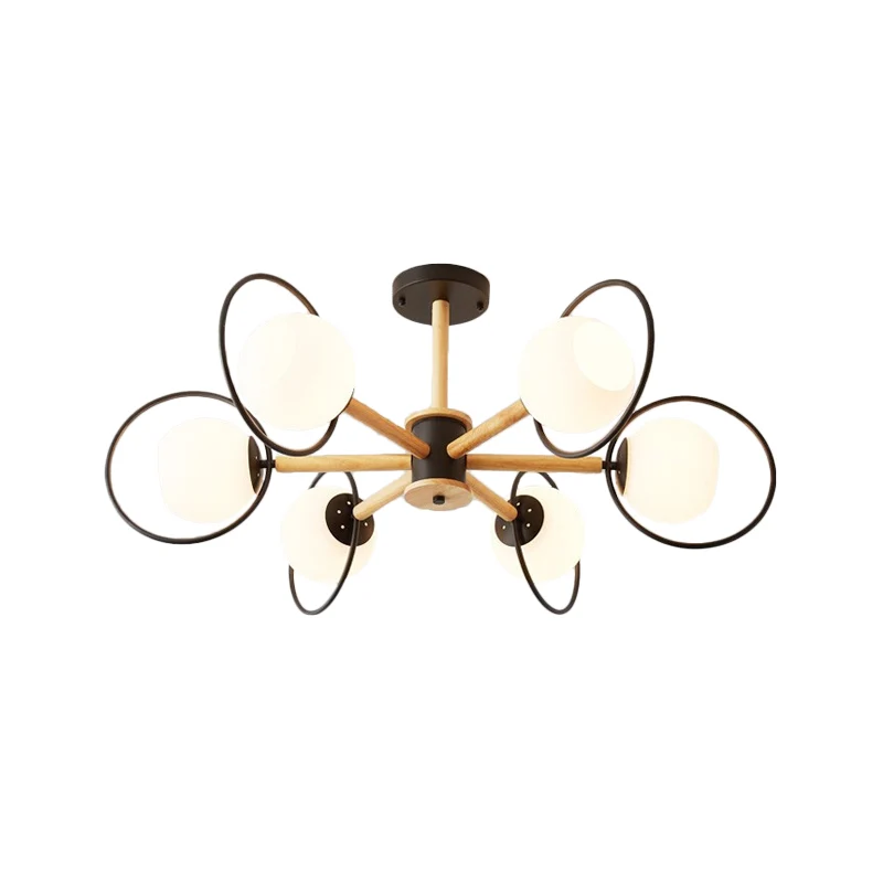 Witte bolschaduwplafondlamp Scandinavische stijl matglazen plafondmontagelamp met ring voor eetkamer Clearhalo