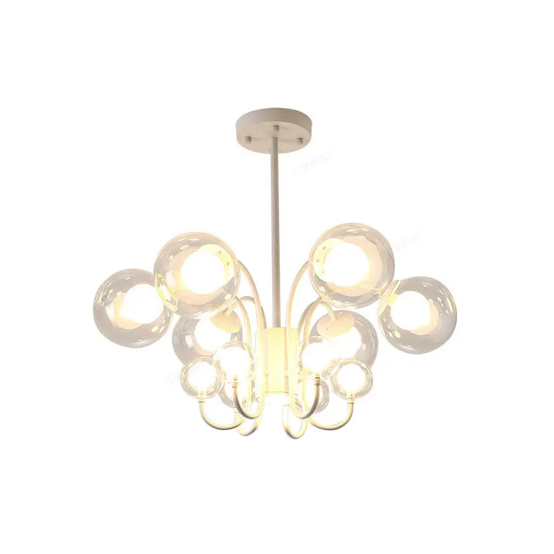 Witte Bubble Kroonluchter Hanglamp Eigentijdse 12-lamps helder glazen hangende plafondlamp Clearhalo