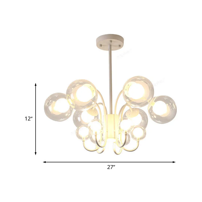 Witte Bubble Kroonluchter Hanglamp Eigentijdse 12-lamps helder glazen hangende plafondlamp Clearhalo