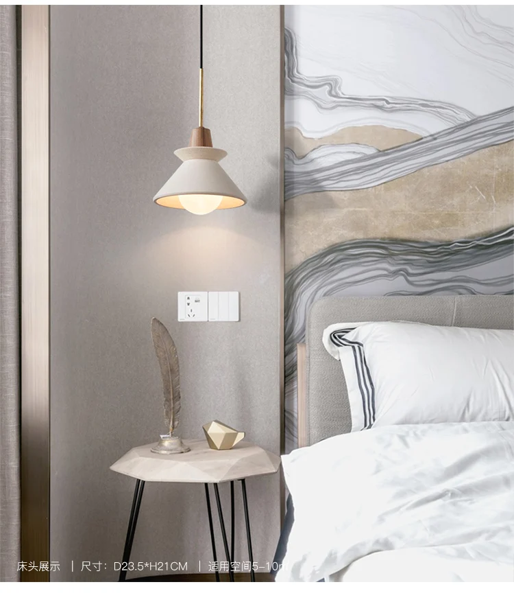 Witte Cement taps toelopende hanglamp Scandinavische minimalistische stijl 1-lichts restaurant down mini-hanglamp Clearhalo
