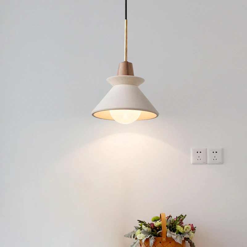Witte Cement taps toelopende hanglamp Scandinavische minimalistische stijl 1-lichts restaurant down mini-hanglamp Clearhalo