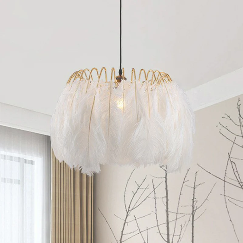 Witte cirkel ophangverlichting Noordse hanglamp met enkele lamp en veer voor slaapkamer Clearhalo