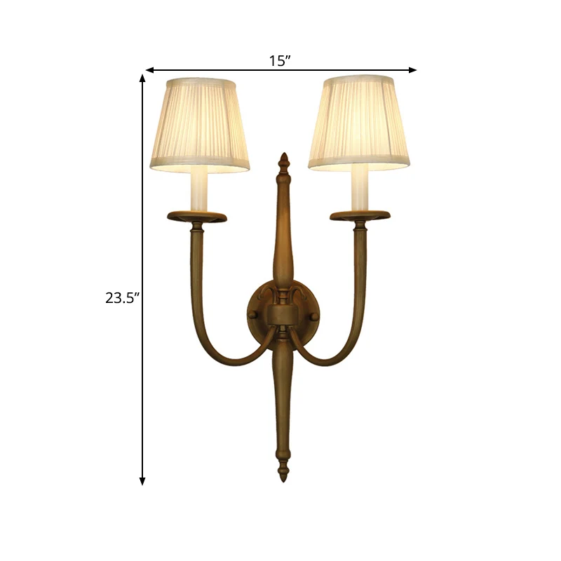 Witte conische wandlamp vintage stijl stof 2 lampen binnen schans lichtarmatuur Clearhalo