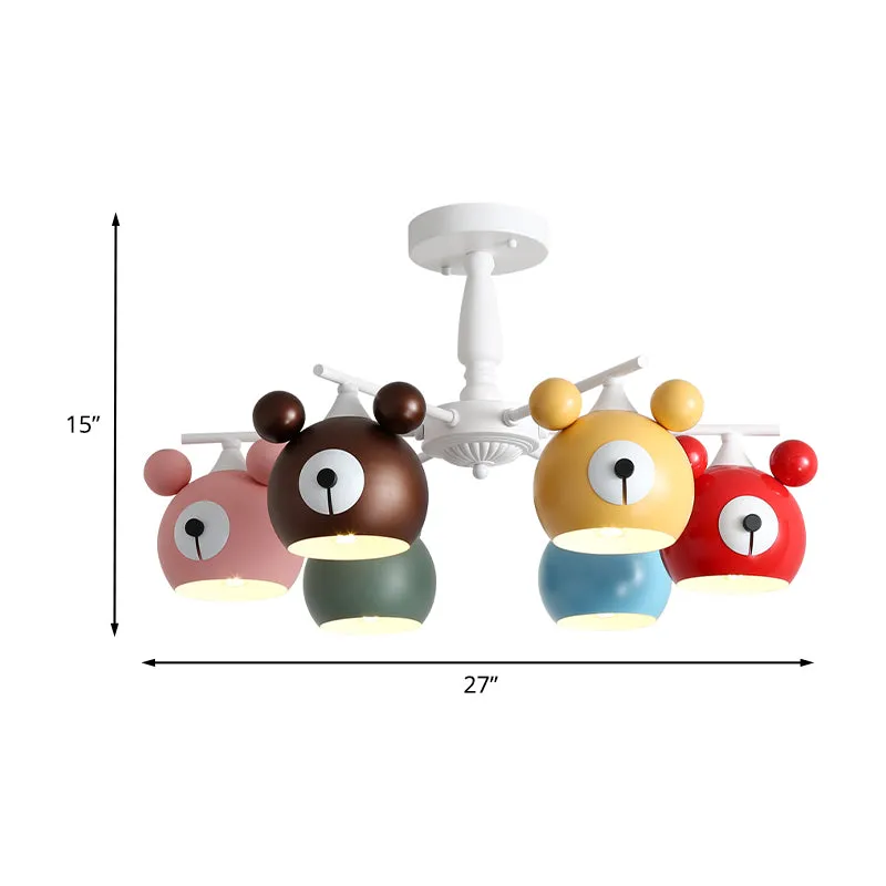 Witte dierenkop plafondlamp kinderen 6 lampen ijzer semi-inbouwverlichting voor kinderkamer Clearhalo