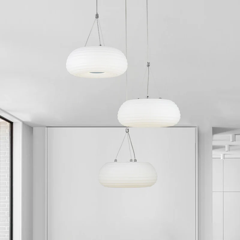 Witte donut hanglamp moderne LED metalen hangende plafondlamp voor eetkamer Clearhalo