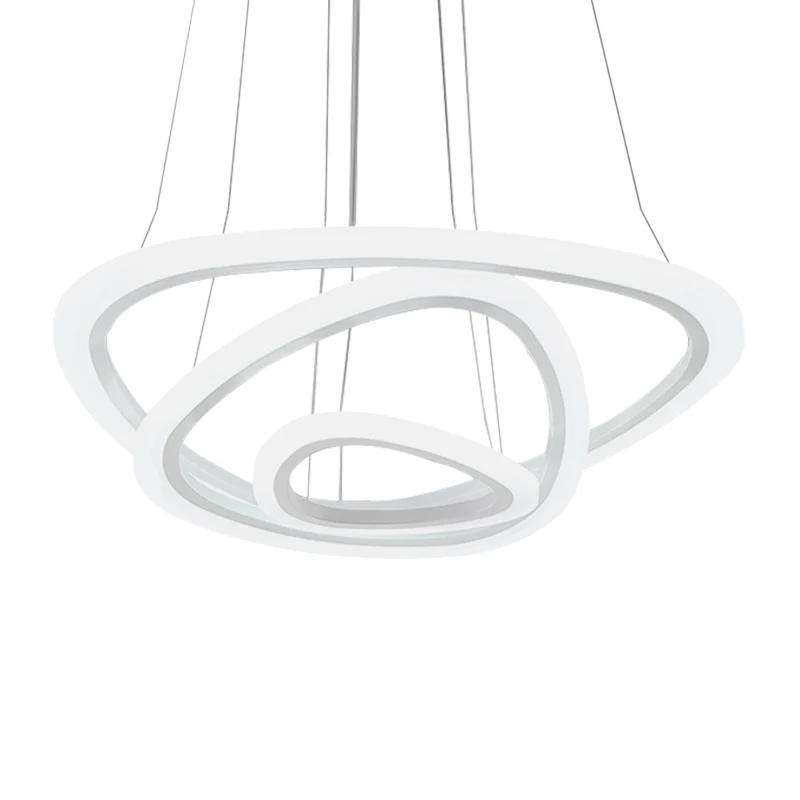 Witte driehoekige LED-hangende verlichting Minimalisme Acryl kroonluchterlicht boven tafel Clearhalo