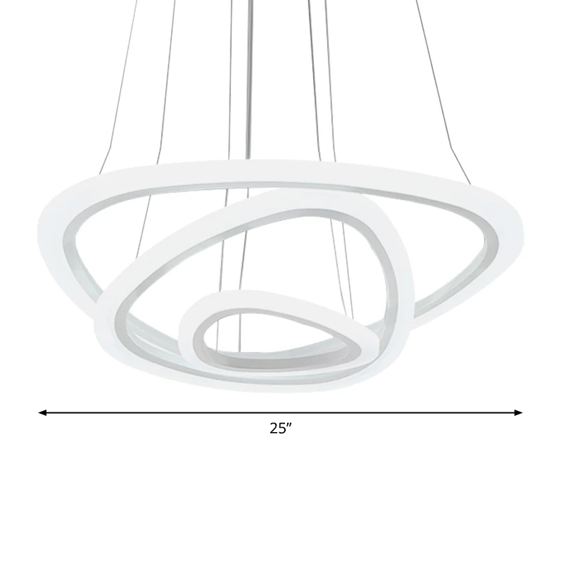 Witte driehoekige LED-hangende verlichting Minimalisme Acryl kroonluchterlicht boven tafel Clearhalo