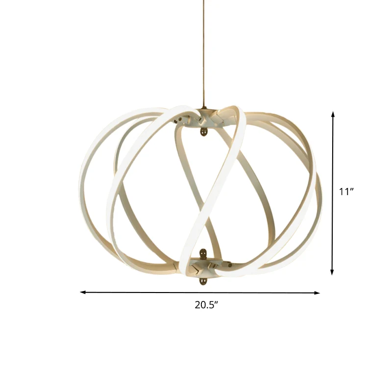 Witte Drum Cage Kroonluchter Verlichting Modernisme LED Acryl Plafondhanger boven eettafel wit/warm licht Clearhalo