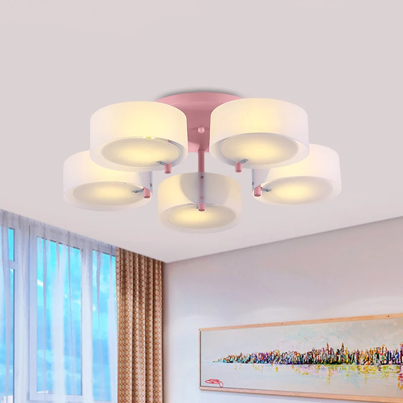 Witte Drum semi-inbouw plafondlamp Macaron Loft melkglazen plafondarmatuur voor studeerkamer Clearhalo