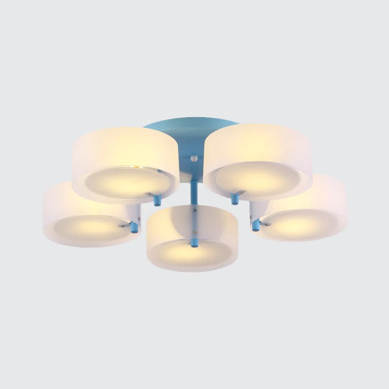 Witte Drum semi-inbouw plafondlamp Macaron Loft melkglazen plafondarmatuur voor studeerkamer Clearhalo
