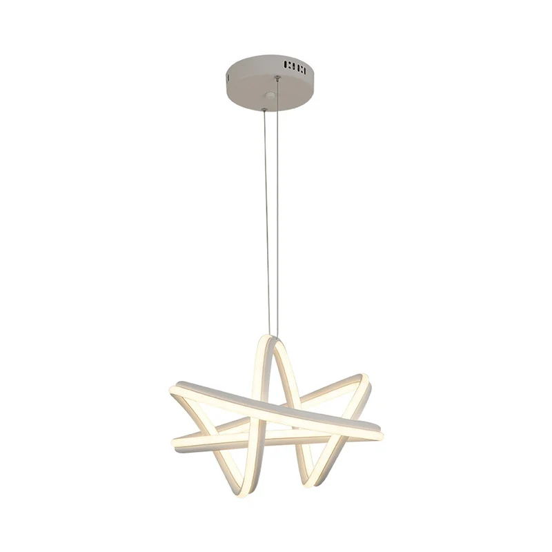 Witte, gedraaide lineaire hanglampset, eenvoudige LED-metalen plafondkroonluchter warm/wit licht Clearhalo