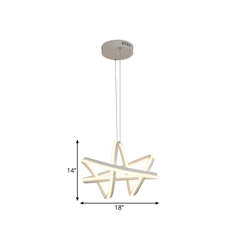 Witte, gedraaide lineaire hanglampset, eenvoudige LED-metalen plafondkroonluchter warm/wit licht Clearhalo