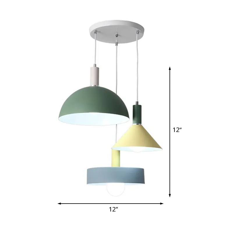 Witte geometrie cluster hanglamp Scandinavische stijl 3-koppige metalen hanglamp Clearhalo