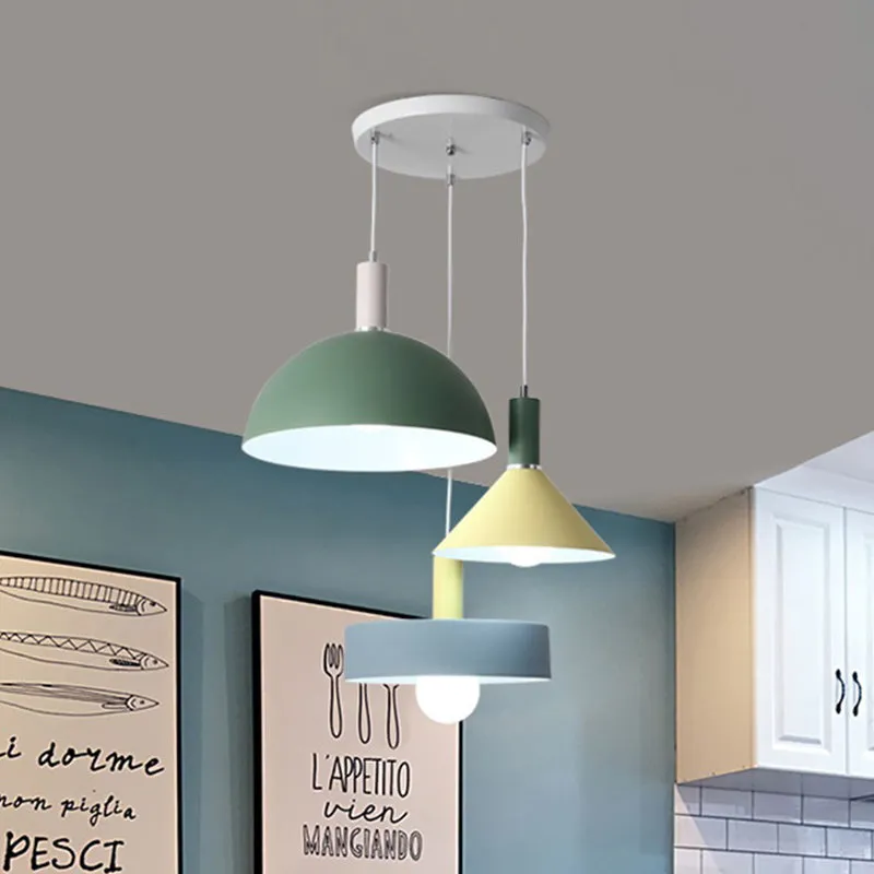 Witte geometrie cluster hanglamp Scandinavische stijl 3-koppige metalen hanglamp Clearhalo