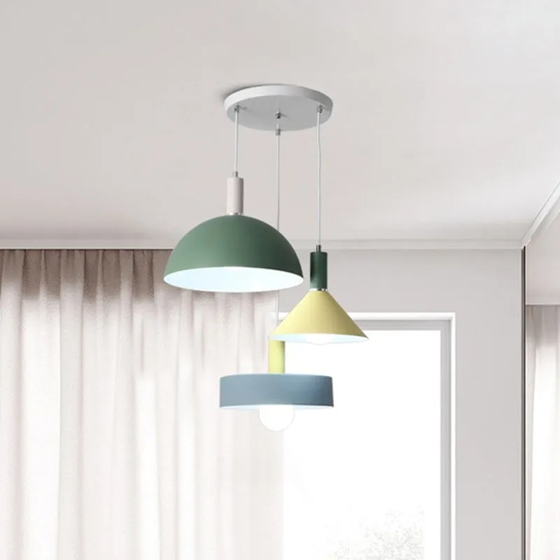 Witte geometrie cluster hanglamp Scandinavische stijl 3-koppige metalen hanglamp Clearhalo
