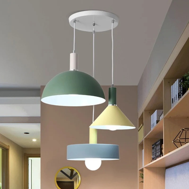 Witte geometrie cluster hanglamp Scandinavische stijl 3-koppige metalen hanglamp Clearhalo
