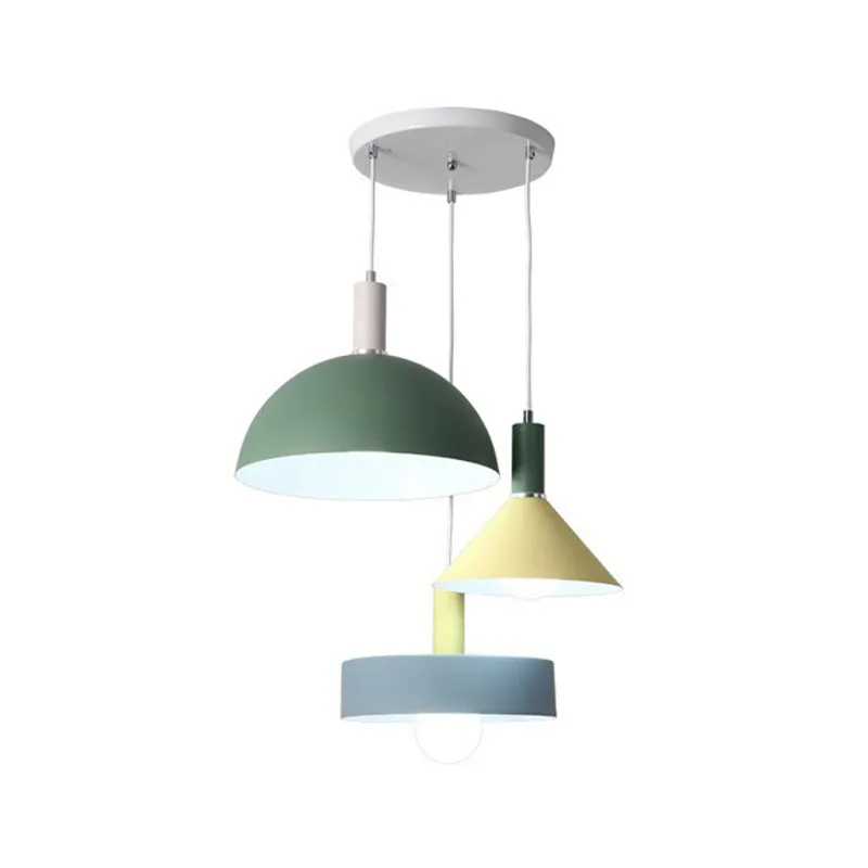 Witte geometrie cluster hanglamp Scandinavische stijl 3-koppige metalen hanglamp Clearhalo
