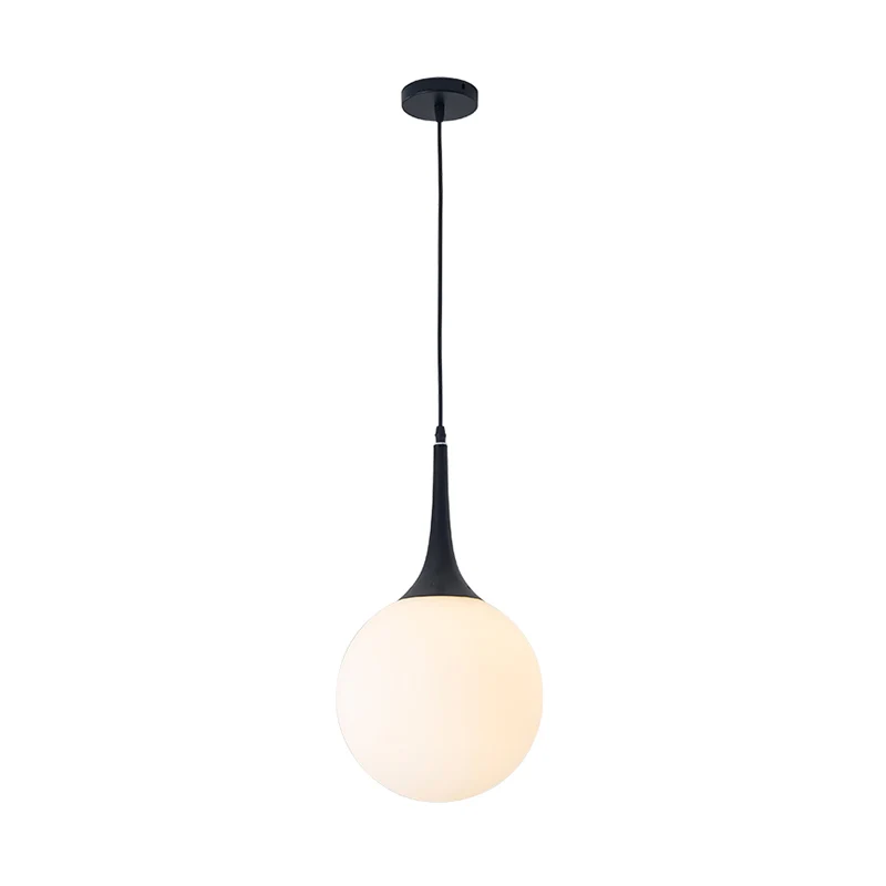Witte glazen bol hangende plafondlamp postmodern 1 kop 6"/8"/12" brede hangende verlichting Clearhalo