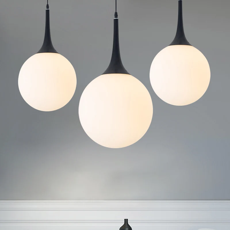 Witte glazen bol hangende plafondlamp postmodern 1 kop 6"/8"/12" brede hangende verlichting Clearhalo