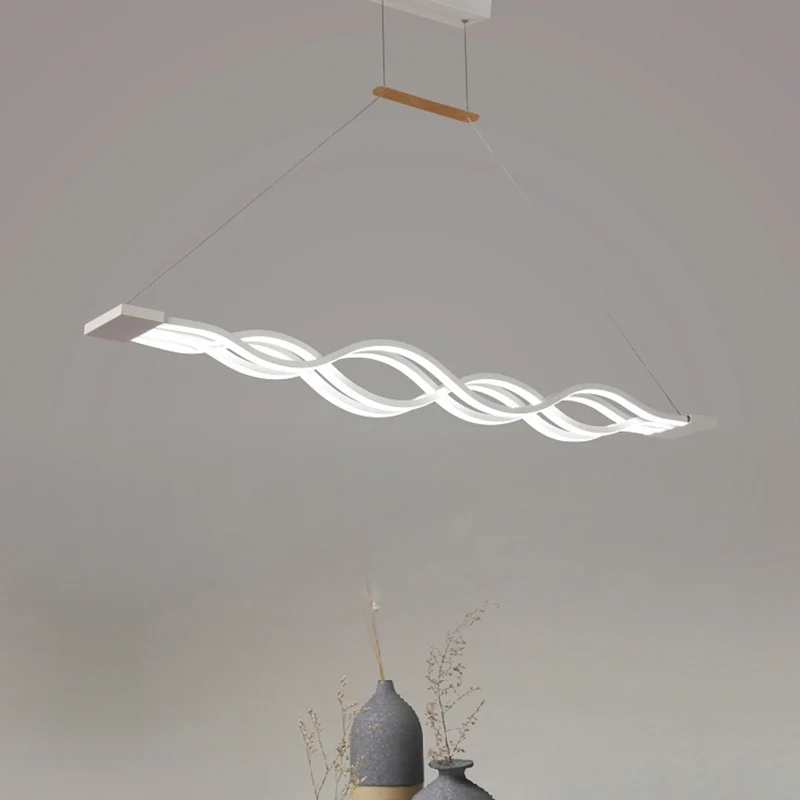 Witte golvende hangende verlichtingsarmatuur Minimalisme LED-acryl hanglamp boven tafel Clearhalo