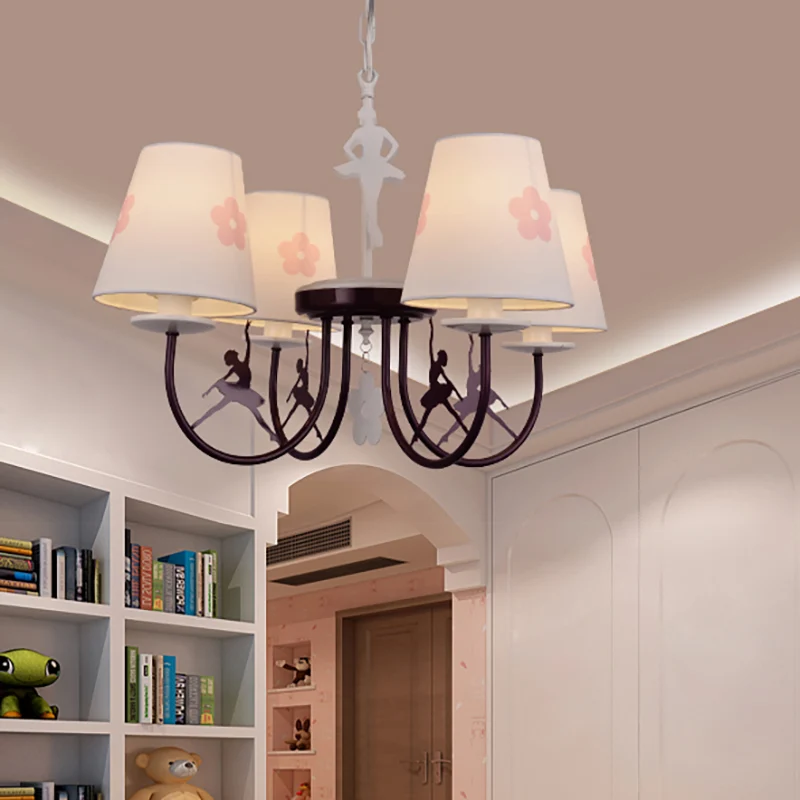Witte hanglamp met bloemen Moderne stoffen hangende kroonluchter voor de woonkamer Clearhalo