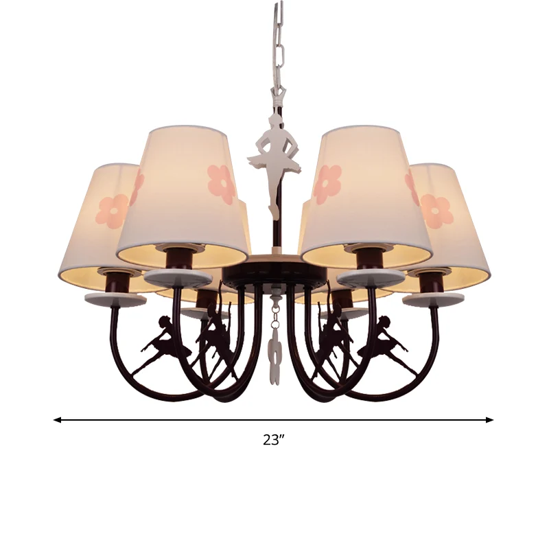 Witte hanglamp met bloemen Moderne stoffen hangende kroonluchter voor de woonkamer Clearhalo