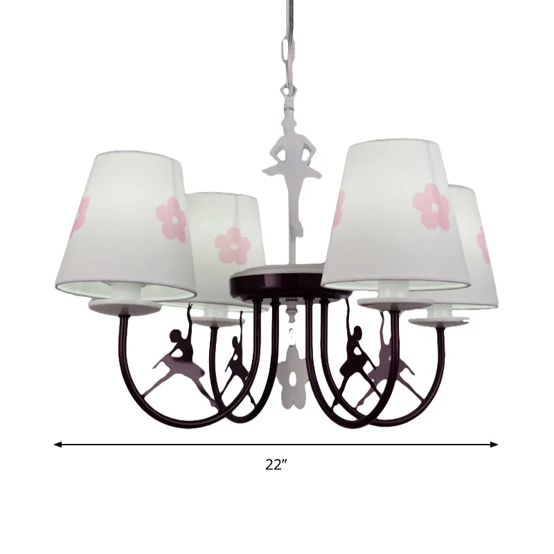 Witte hanglamp met bloemen Moderne stoffen hangende kroonluchter voor de woonkamer Clearhalo