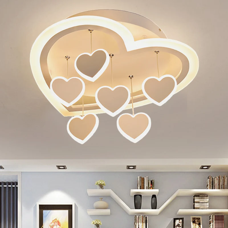 Witte hartvormige plafondlamp Art Deco acryl inbouw plafondlamp voor studeerkamer Clearhalo