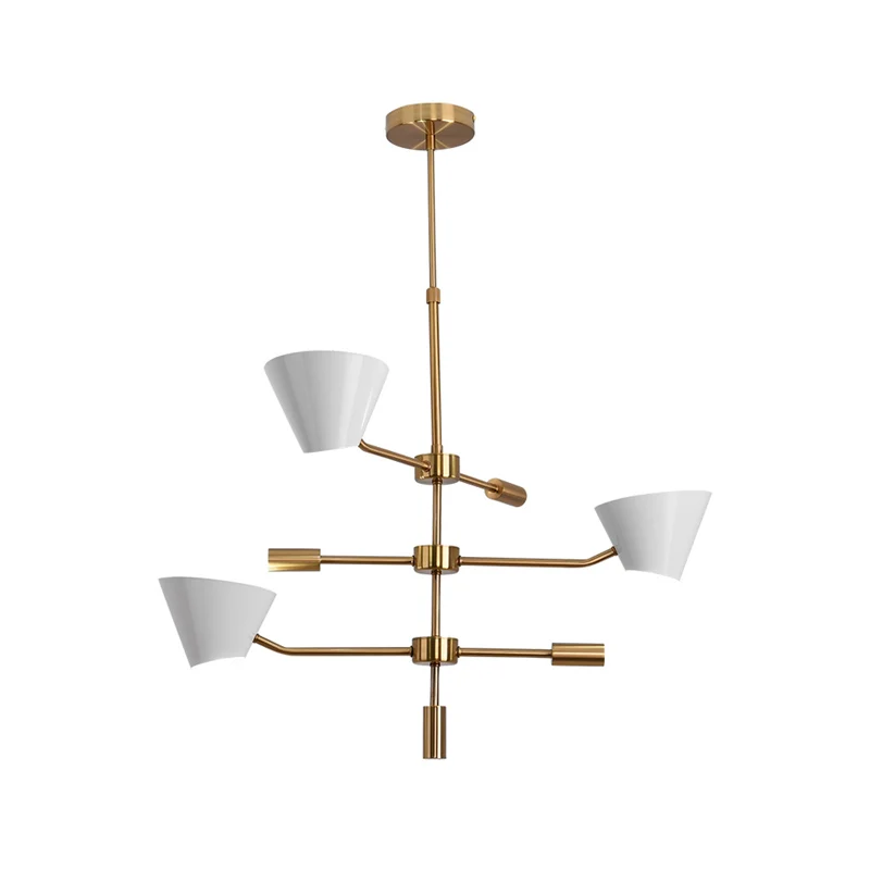 Witte kegelvormige kroonluchterlamp Hedendaags 3-lichts metalen hangende kroonluchterlamp voor woonkamer Clearhalo