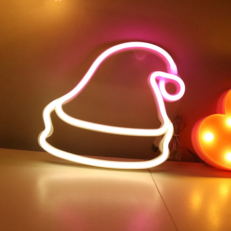 Witte kerstmuts batterij wandlamp decoratieve kunststof LED neon nachtverlichting Clearhalo
