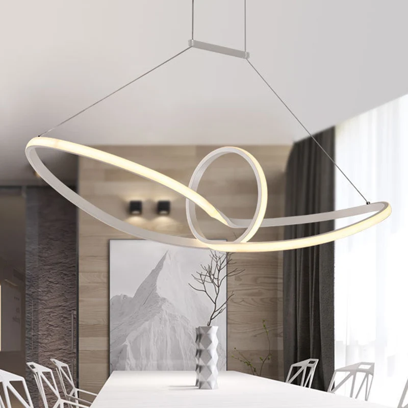 Witte knoopplafondhanger Minimalistische LED-slanke acrylkroonluchterlamp warm/wit/natuurlijk licht Clearhalo