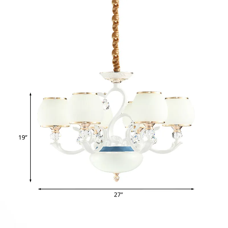 Witte kom hangende plafondlamp moderne opaalglas slaapkamer kroonluchterverlichting met 6 lampen Clearhalo