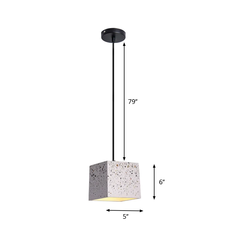 Witte kubus hanglamp moderne Scandinavische 1-lichts terrazzo plafondlamp voor restaurant Clearhalo