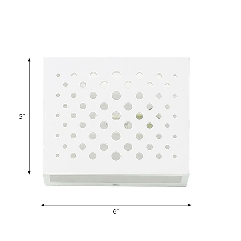 Witte lasergesneden doosvormige wandlamp Blaker Modernisme 1-kops gips LED-wandlamp Clearhalo
