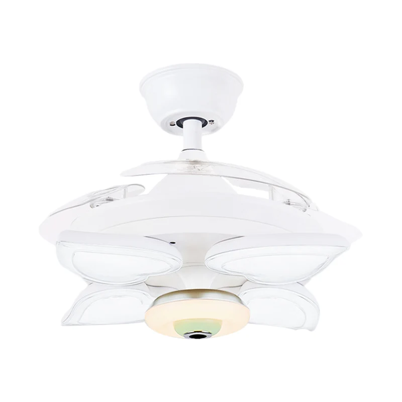 Witte liefdevolle hart-plafondventilator Light Simplicity 42" W 5-lichts acryl semi-inbouwverlichting met 3 bladen Clearhalo