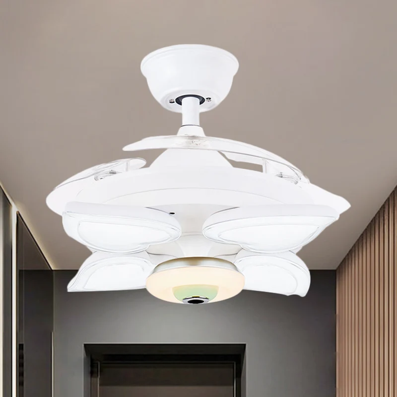 Witte liefdevolle hart-plafondventilator Light Simplicity 42" W 5-lichts acryl semi-inbouwverlichting met 3 bladen Clearhalo