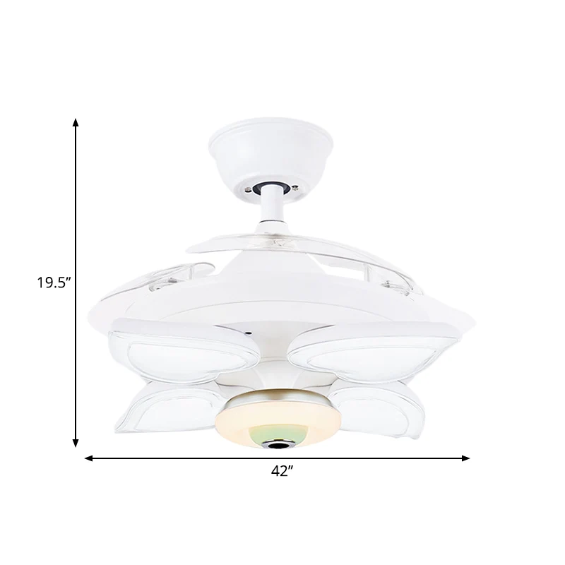 Witte liefdevolle hart-plafondventilator Light Simplicity 42" W 5-lichts acryl semi-inbouwverlichting met 3 bladen Clearhalo