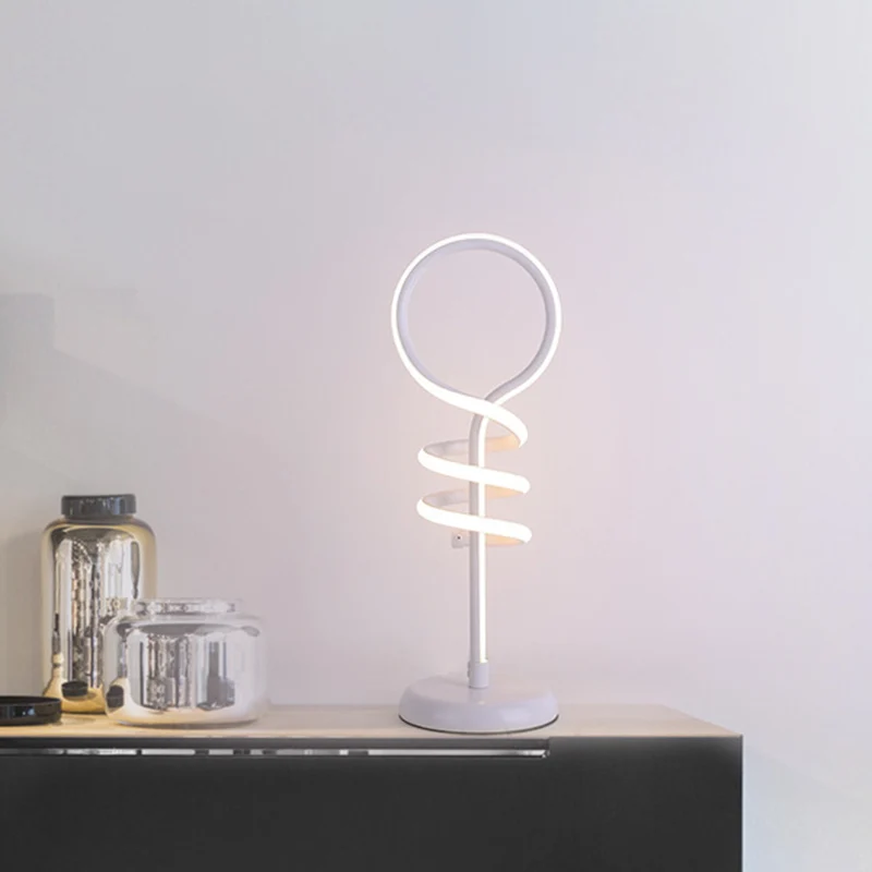 Witte Lollipop Bureaulamp Eigentijdse LED-acrylleeslamp met spiraalvormig ontwerp warm/wit licht Clearhalo