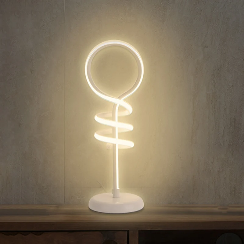 Witte Lollipop Bureaulamp Eigentijdse LED-acrylleeslamp met spiraalvormig ontwerp warm/wit licht Clearhalo