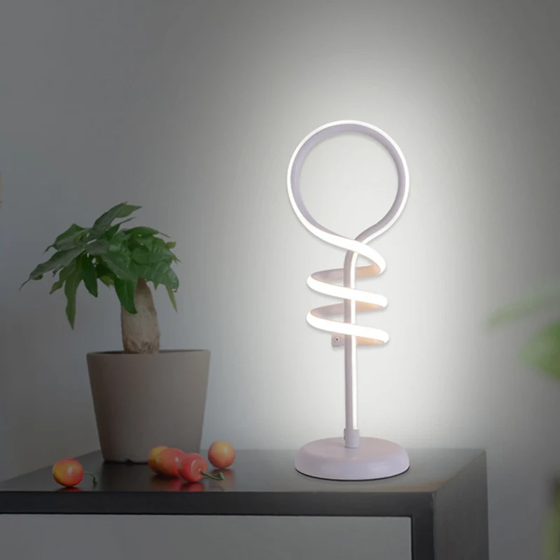 Witte Lollipop Bureaulamp Eigentijdse LED-acrylleeslamp met spiraalvormig ontwerp warm/wit licht Clearhalo