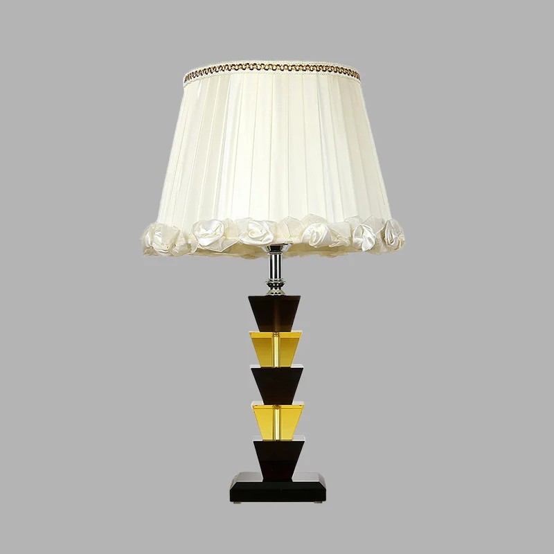 Witte nachttafellamp met enkele lamp Landelijk K9 kristallen trapezium nachtkastje licht voor slaapkamer Clearhalo