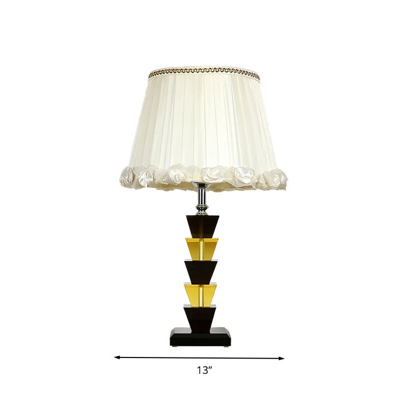 Witte nachttafellamp met enkele lamp Landelijk K9 kristallen trapezium nachtkastje licht voor slaapkamer Clearhalo