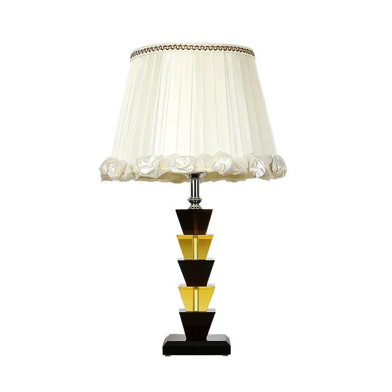 Witte nachttafellamp met enkele lamp Landelijk K9 kristallen trapezium nachtkastje licht voor slaapkamer Clearhalo